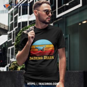 retro vintage style sunset basking shark shirt tshirt