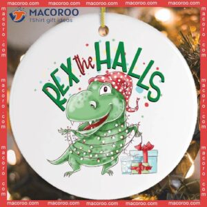 Rex The Halls Christmas Dinosaur Jurassic Park Ceramic Ornament