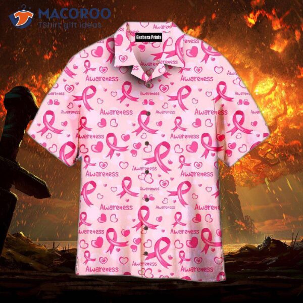 Ribbon Hearts Breast Cancer Seamless Pattern Hawaiian Shirts