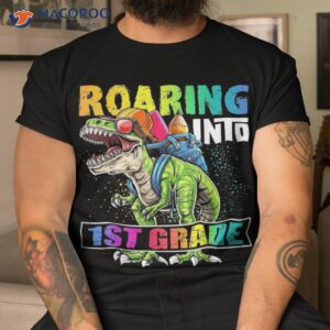 Roaring Into 1st Grade Dinosaur Backpack Back To School Boys Shirt