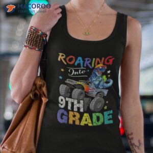 roaring into 9th grade t rex dinosaur back to school shirt tank top 4