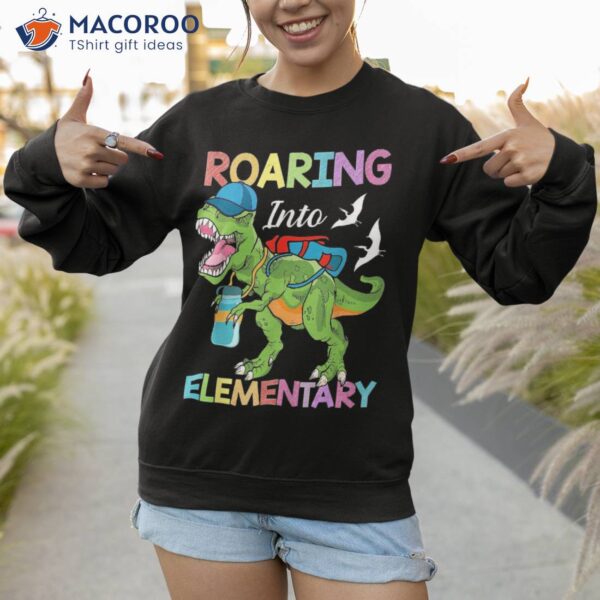 Roaring Into Eletary Dinosaur Boys Girls Back To School Shirt