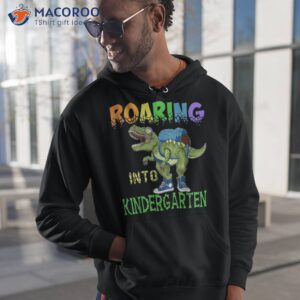 roaring into kindergarten dinosaur t rex back to school boys shirt hoodie 1