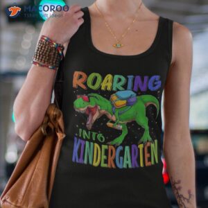 roaring into kindergarten dinosaur t rex back to school boys shirt tank top 4