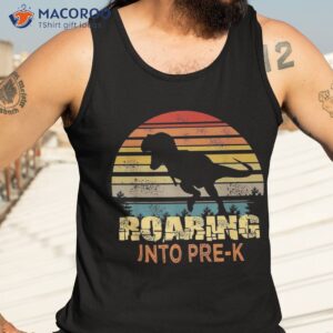 roaring into pre k dinosaur back to school first day boys shirt tank top 3