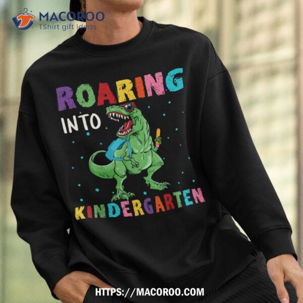 Roaring Kindergarten Cool Dinosaur Back To School Kids Boys Shirt