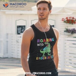 roaring kindergarten cool dinosaur back to school kids boys shirt tank top