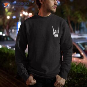 rock on skeleton hand sign minimalistic halloween costume shirt sweatshirt