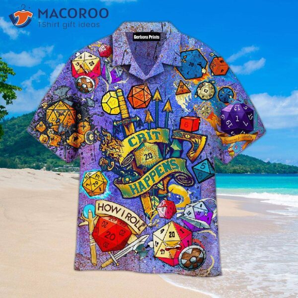 Roll The Dice For D&d In Purple Hawaiian Shirts.