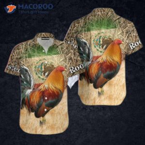 Rooster Camouflage Brown Textured Hawaiian Shirts