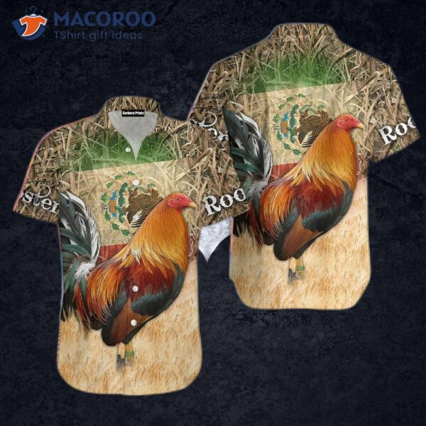 Rooster Camouflage Brown Textured Hawaiian Shirts