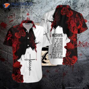 rose jesus easter black and red hawaiian shirts 0