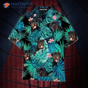 Rottweiler Hibiscus Tropical Blue Hawaiian Shirts