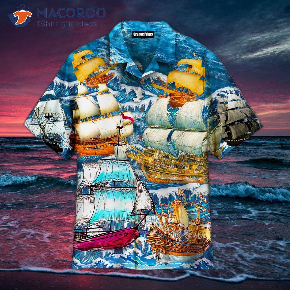 Sailing Boat And Waves Hawaiian Shirts Sailing Boat And Waves Hawaiian Shirts