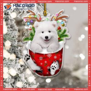 Samoyed In Snow Pocket Christmas Custom-shaped Acrylic Ornament