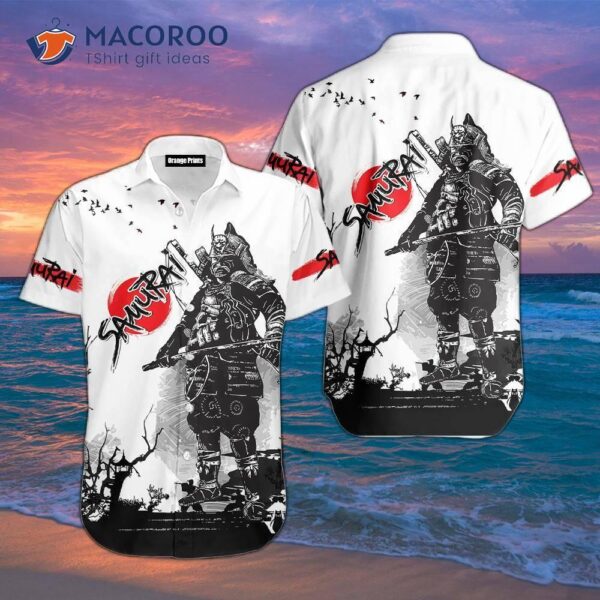 Samurai-art Black-and-white Hawaiian Shirts