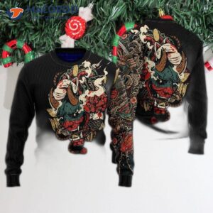 Samurai Tattoo Ugly Christmas Sweater