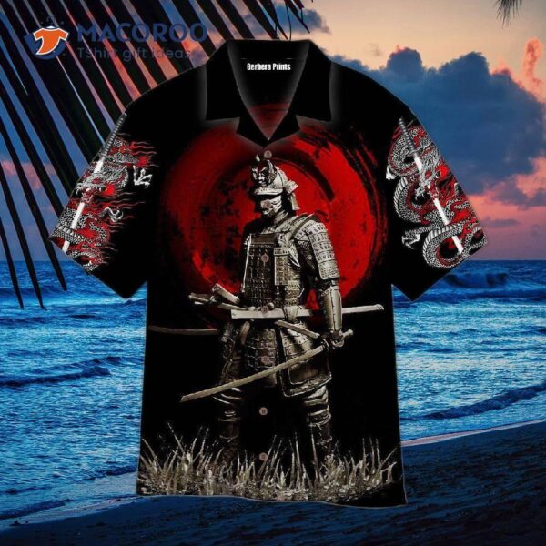 Samurai Tattooed Black Hawaiian Shirts