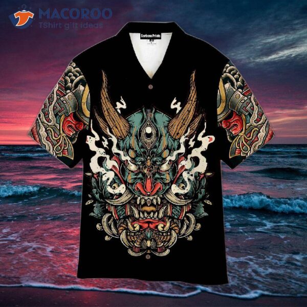 Samurai Tattooed Dark Hawaiian Shirts