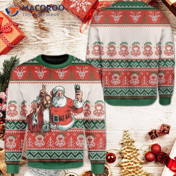 Santa And Jesus Ugly Christmas Sweater