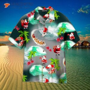 Santa Beach’s Christmas In July Green Hawaiian Shirts