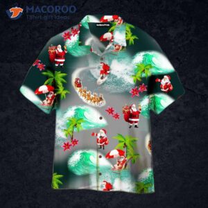 Santa Beach’s Christmas In July Green Hawaiian Shirts