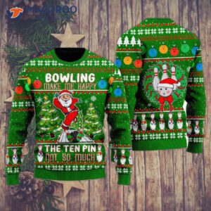 Santa Bowling Go Strike Ugly Christmas Sweater