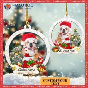 Santa Bulldog Custom-shaped Name Christmas Acrylic Ornament