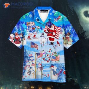 santa claus blue hawaiian shirts 1