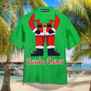 santa claus green hawaiian shirts 0