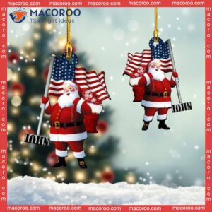 Santa Claus Holding An American Flag Custom-shaped Photo Christmas Acrylic Ornament