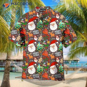 santa claus party patterned colorful hawaiian shirts 0