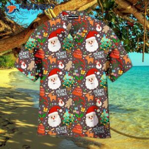 santa claus party patterned colorful hawaiian shirts 1