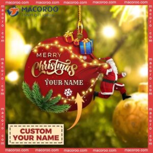 Santa Claus With A Gifts Bag Merry Custom-shaped Name Christmas Acrylic Ornament