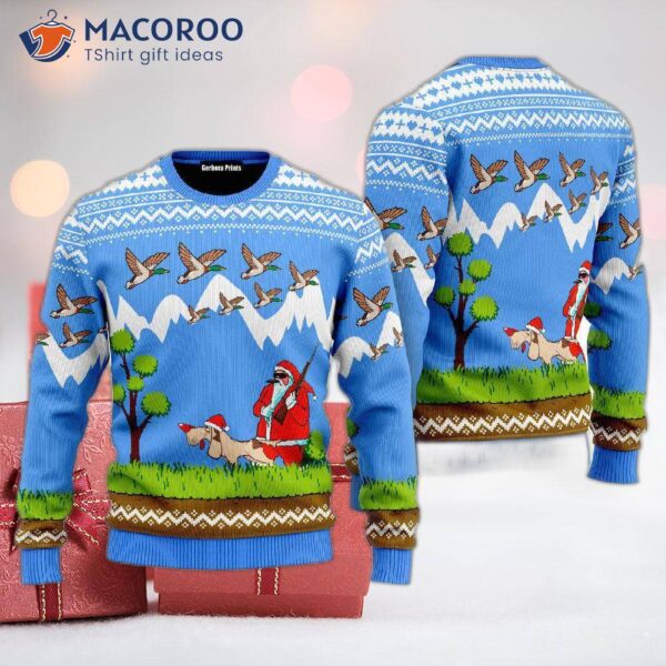 Santa Duck Hunting Ugly Christmas Sweater