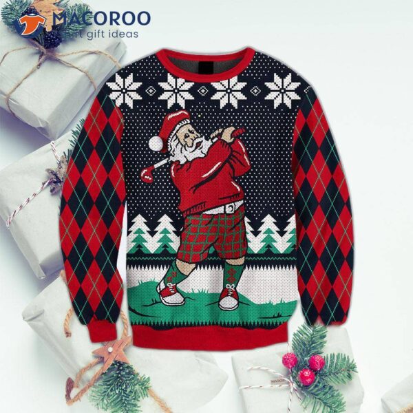 Santa Loves Golf Ugly Christmas Sweater