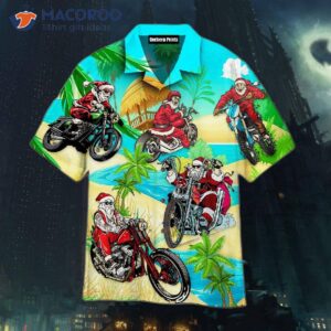 Santa-themed Bike Motocross Christmas In July Hawaiian Shirts