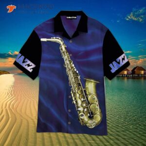 Saxophone Jazz Blue And Black Hawaiian Shirts