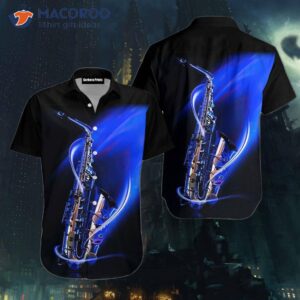 Saxophone-tropical Blue Hawaiian Shirts
