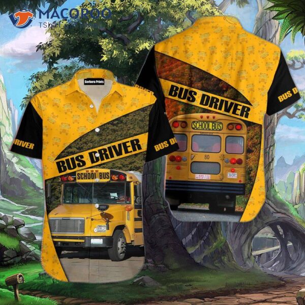 School Bus Driver Wearing A Yellow Hawaiian Shirt