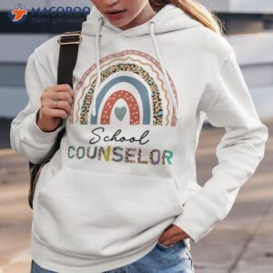 school counselor leopard rainbow appreciation back to shirt hoodie 3