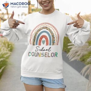 school counselor leopard rainbow appreciation back to shirt sweatshirt 1