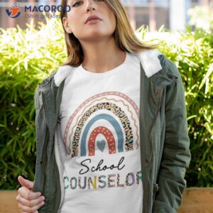 school counselor leopard rainbow appreciation back to shirt tshirt 4