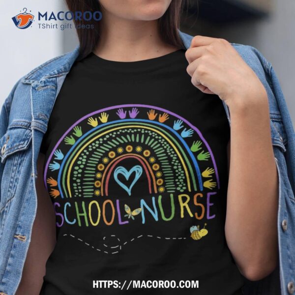 School Nurse Rainbow With Little Hands School Nurse Shirt