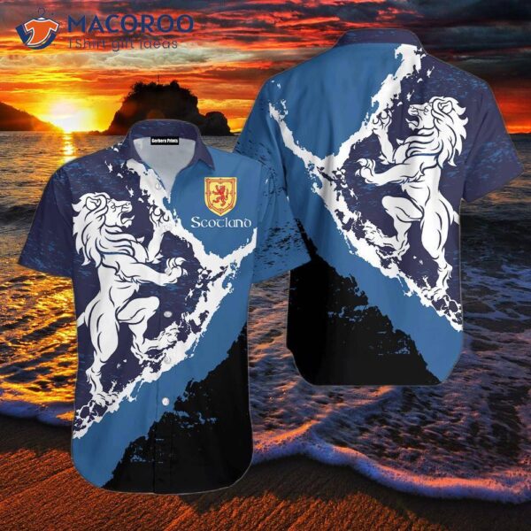 Scottish Lion Blue Hawaiian Shirts