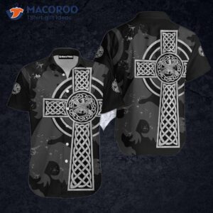 Scottish Lion Celtic Cross Gray And Black Hawaiian Shirts