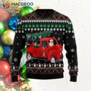 Scottish Terrier And Red Truck Ugly Christmas Sweater