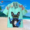 Scuba-diving French Bulldog Blue Hawaiian Shirts