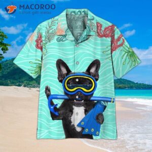 Scuba-diving French Bulldog Blue Hawaiian Shirts