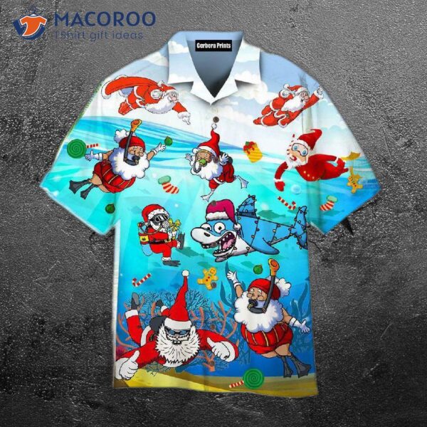 Scuba-diving Santa Claus Christmas In July Hawaiian Shirts